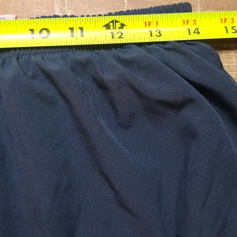Reebok Mens Long Polyester Navy Blue Large Athletic Shorts With‎ Liner & Logo